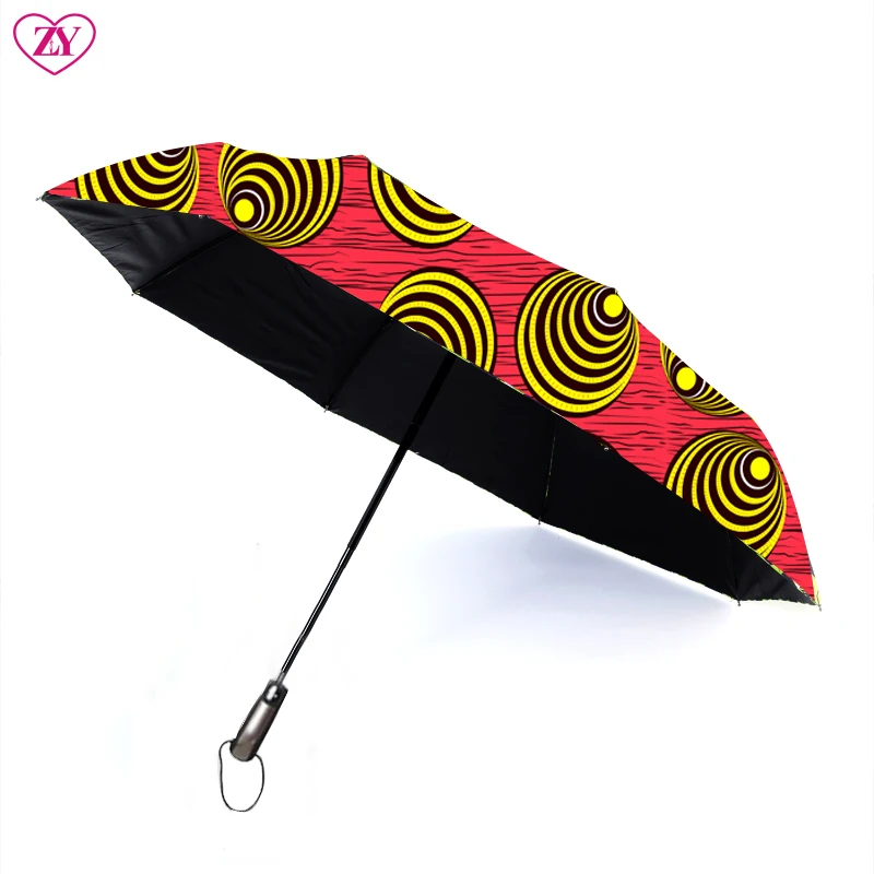 Custom Logo African Kente Designs Printed  UV Proof Straight Umbrella For Promotion
