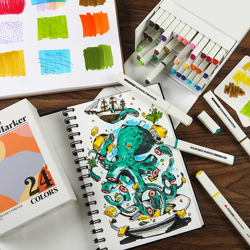 Mobee P-643 36colors new design washable marker colorful sketch pen water art marker factory price kids washable marker set