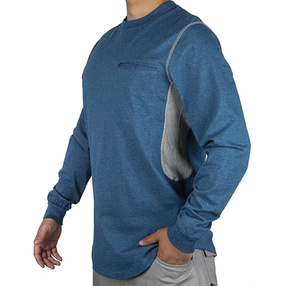 Flame Resistant Long Sleeve Crew T shirt Summer Breathable Vented mesh underarm 6oz fire retardant jersey FR Shirts