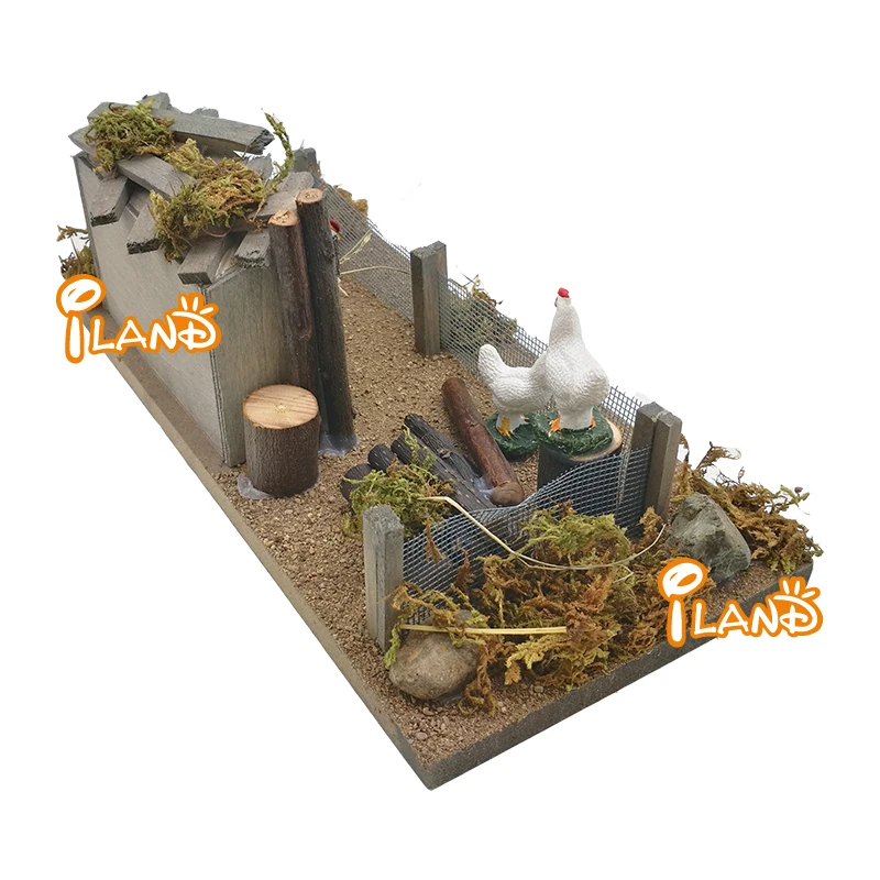 Nice present Mini Wooden Farm House Chicken Shed Coop Dollhouse Miniature WH026