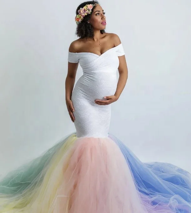 vestidos de fiesta Maternity Clothing Gown Dresses For Photography Maternity Photo Shoot Dresses for beautiful pregnant woman