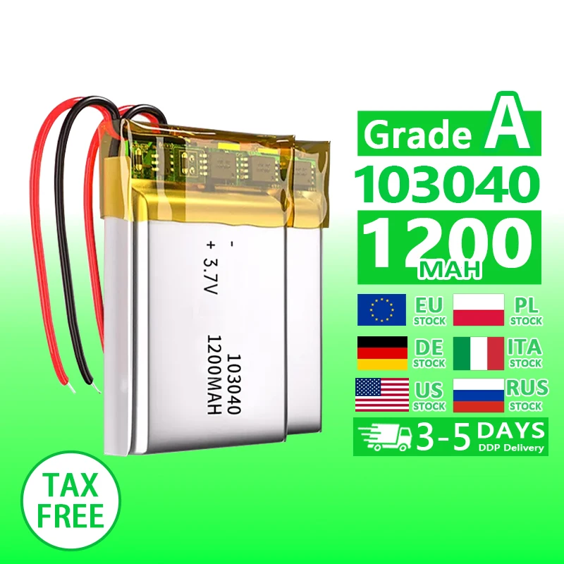 3.7v 1200mAh Rechargeable Lithium Polymer Battery Pouch Ion Batteries 103040 523450 502030 402035 803450 105050 Series
