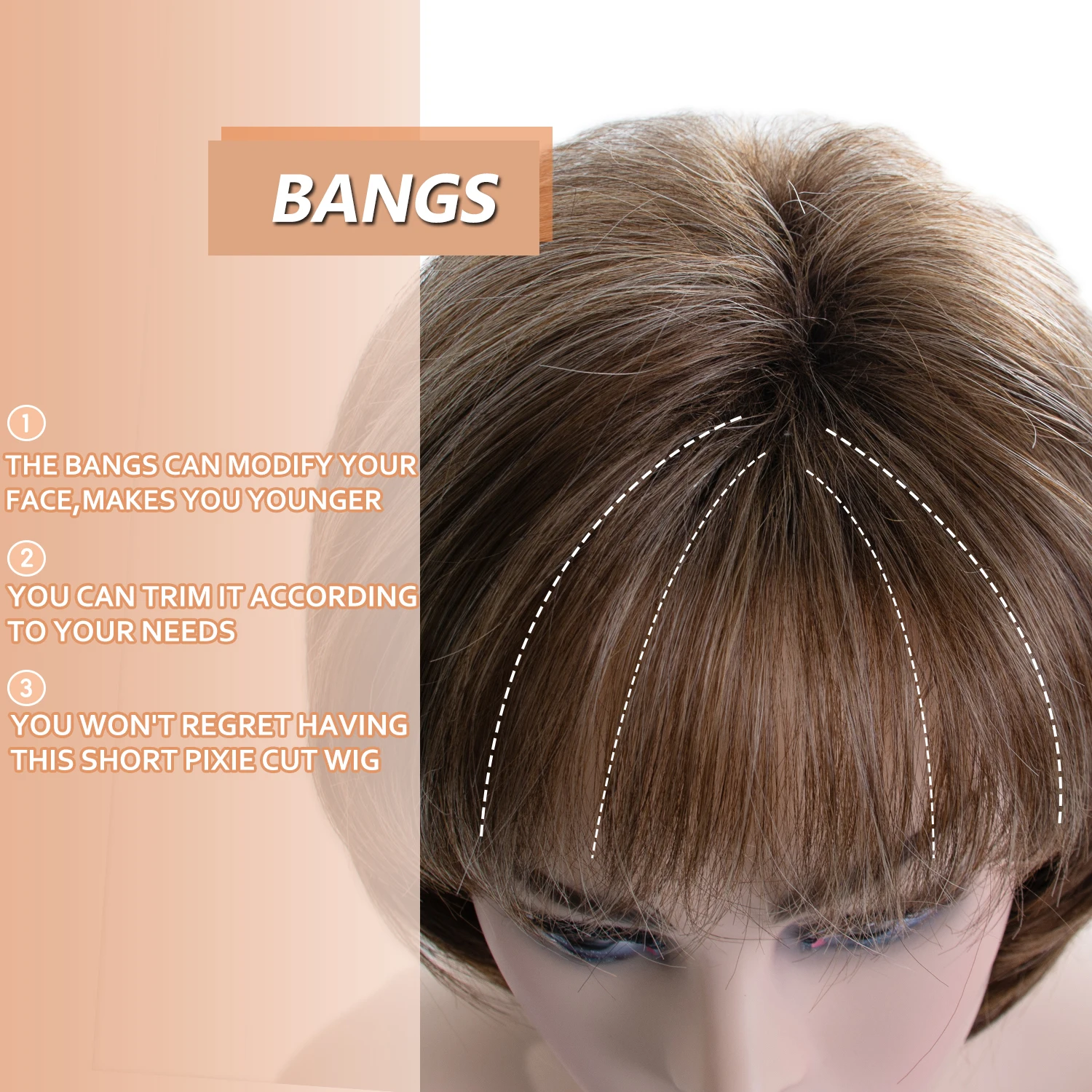 Aishili wholesale Short Brown Straight Highlights Synthetic Hair Wigs For Women vendor factory of synthetic wigs