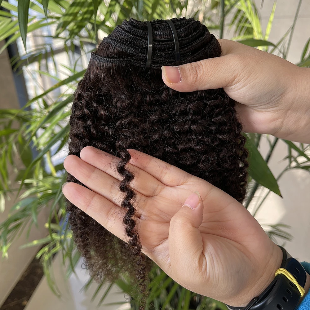 Fast Shipping Afro Kinky Curly Hair Clip Ins, large stock Invisible Raw Indian Clip ins Extension
