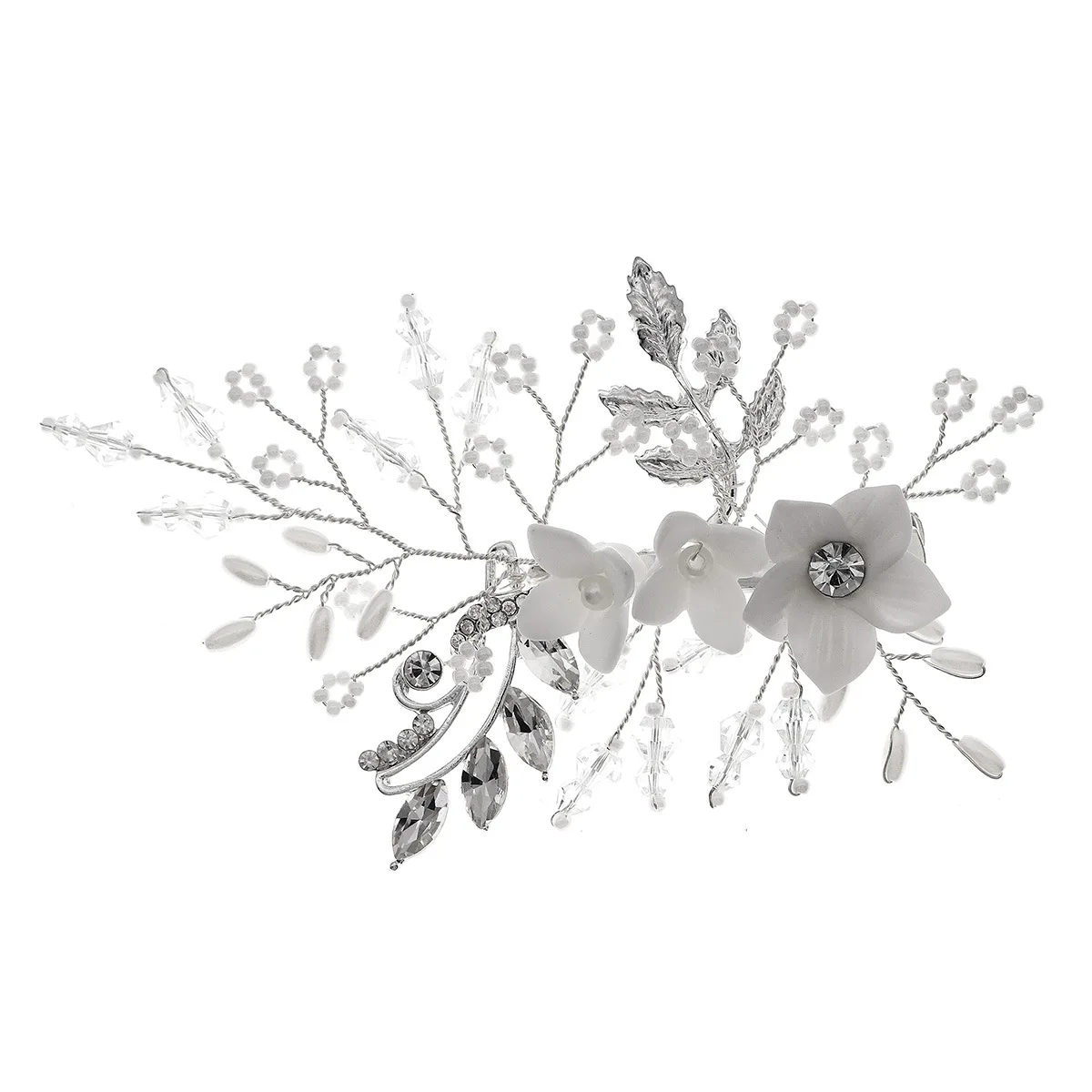 Romantic wedding dress plate hair comb handmade soft pottery pearl hairpin bridal headdress hair accessories