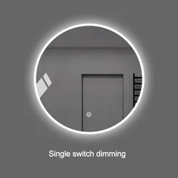 Stepless Dimming Frosted Edge Wall Hanging Toilet Dresser Makeup Round Mirrors Bath Wall Mirror With Led Light