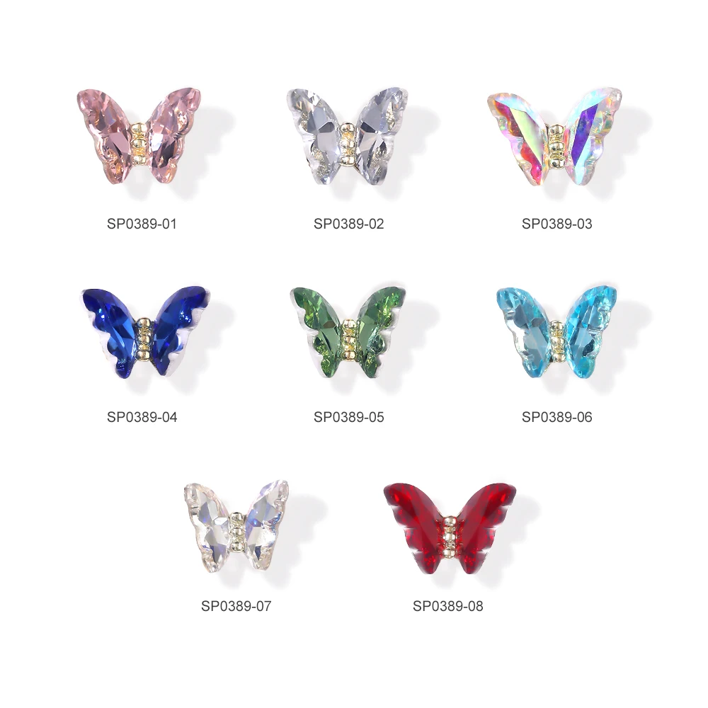 Glitter Sequins 3D Butterfly Zircon Nails Rhinestones Jewelry DIY Professional Zircon Parts Nail Art Manicure Decorations