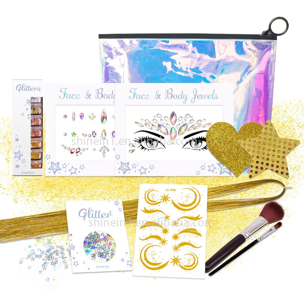 Shinein Makeup Bindi Temporary Tattoo Adhesive Rhinestone Jewel Face Gem Stickers Jewelry Crystal Face Stickers