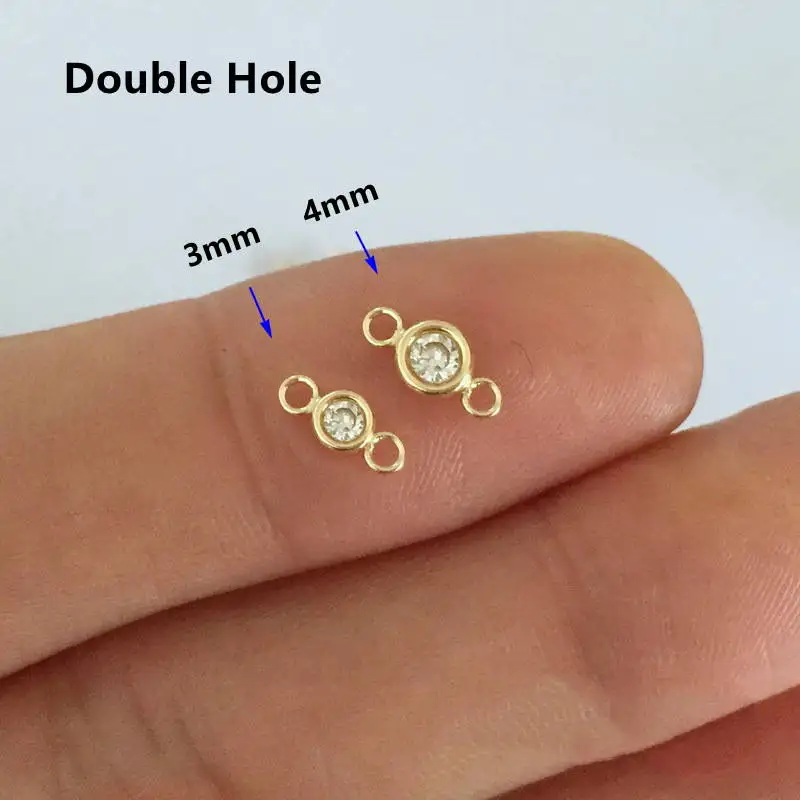 GP Bracelet Round Zircon Charm 14k Gold Filled Round Connector drop Charms Pendants for permanent jewelry chains Making