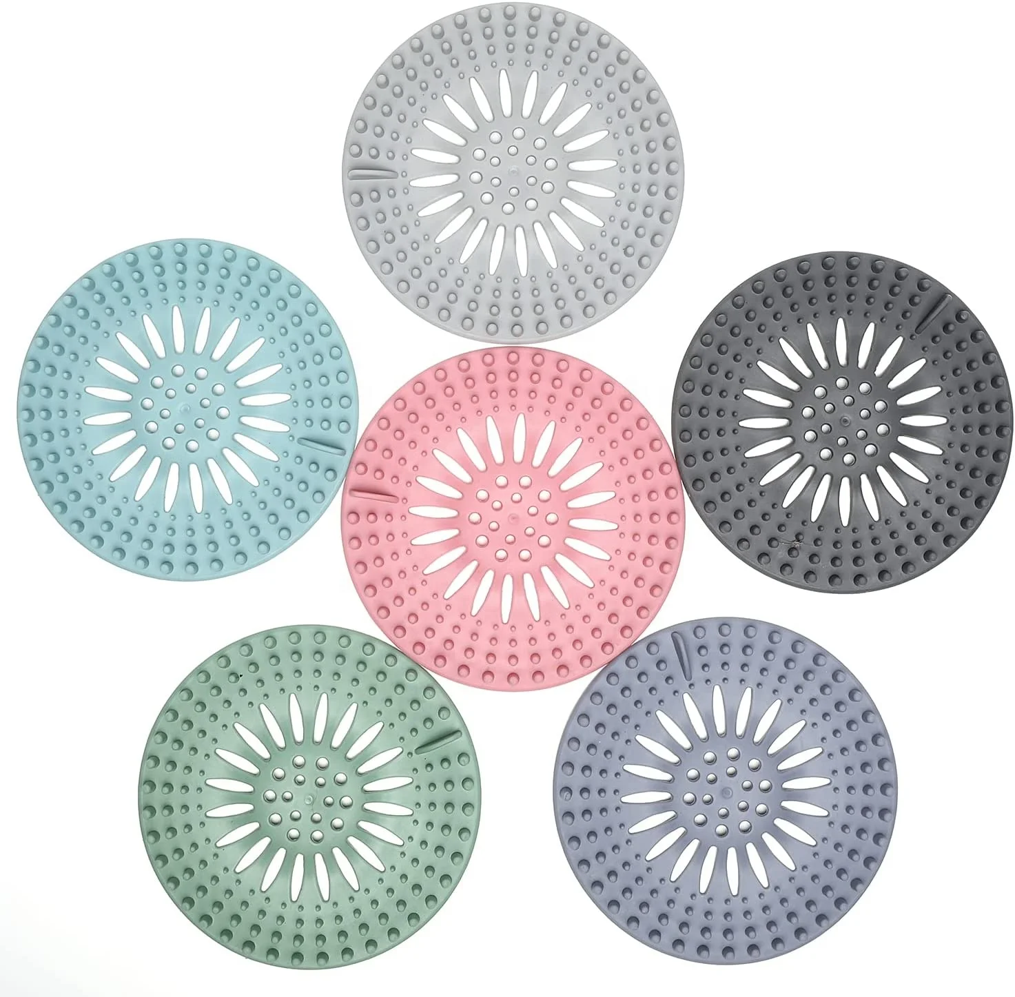 Round Bathtub Drains Hair Durable Silicone Drain Catcher Durable Shower Drain Covers Hair Stopper for Bathroom Kitchen