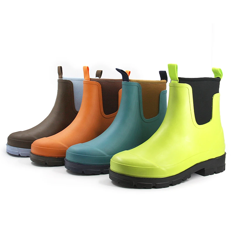 2023 модные водонепроницаемые неопреновые формованные резиновые ботинки челси резиновая обувь для женщин
