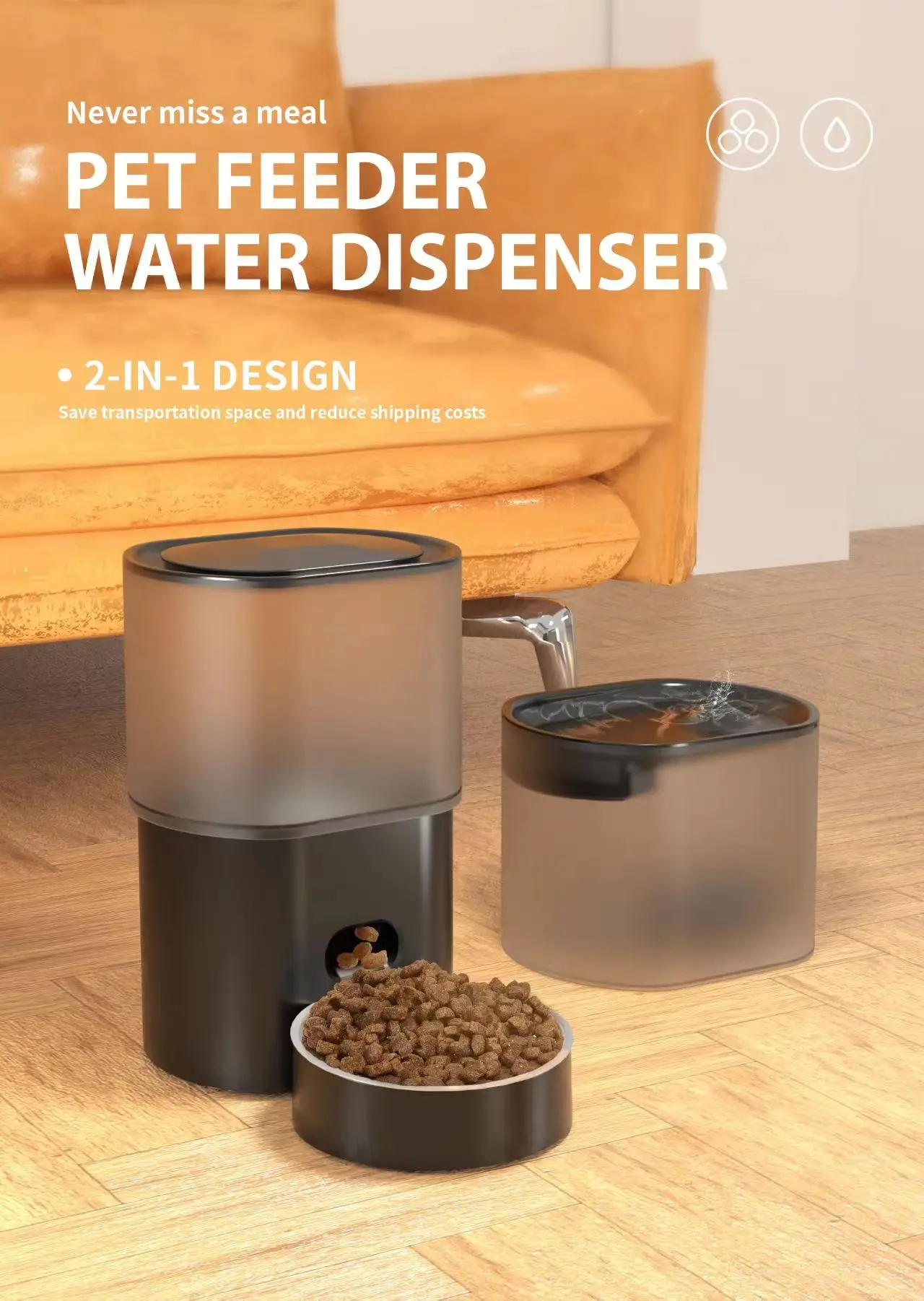 Cat dog Eco-friendly pet drinking water fountain wifi APP control dry food dispenser timed setting smart automatic pet feeder