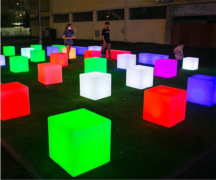 Rechargeable led plastic Nightclub Bar furniture Led cube lighting seat Led Cube Chair Stool Light