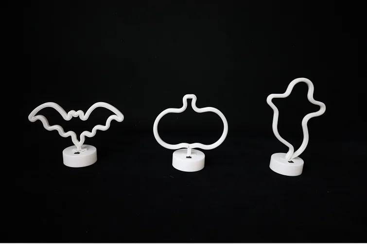 Amazon hot sale 29cm Battery operated plastic frame halloween faux neon  ghost table light