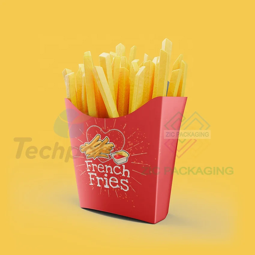 Wholesale Fried Chips Burger Fast Food Packing Box Custom Print Paper Hamburger Box Packaging
