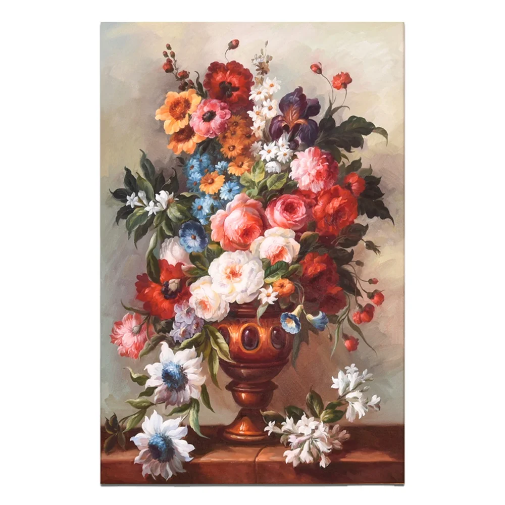 Realism School Flower Portrait Scenery Hand Famous Classical Art Oil Paintings with Frame