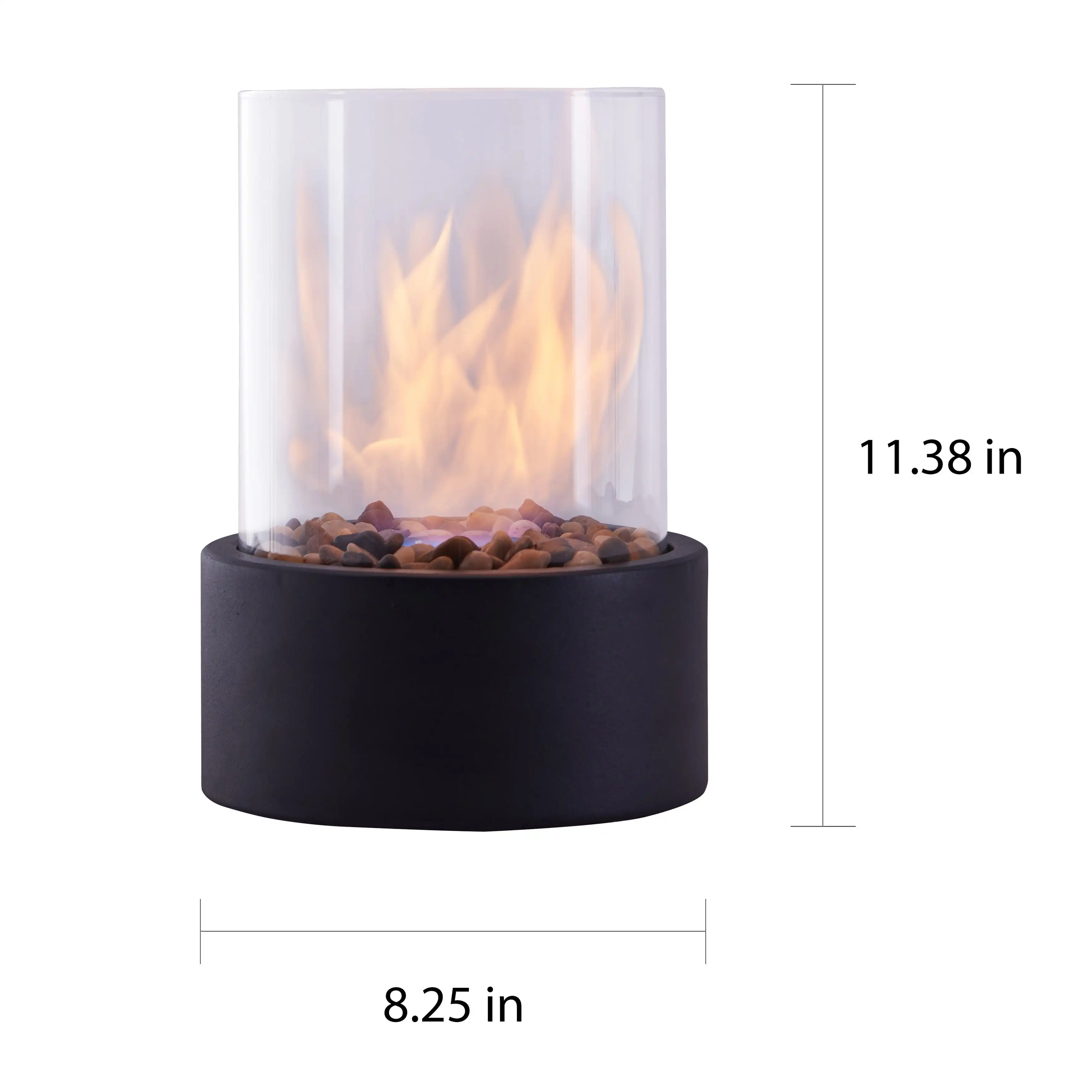 2022 New Design Indoor Outdoor Glass Screen Included Portable Metal Tabletop Fire Pit