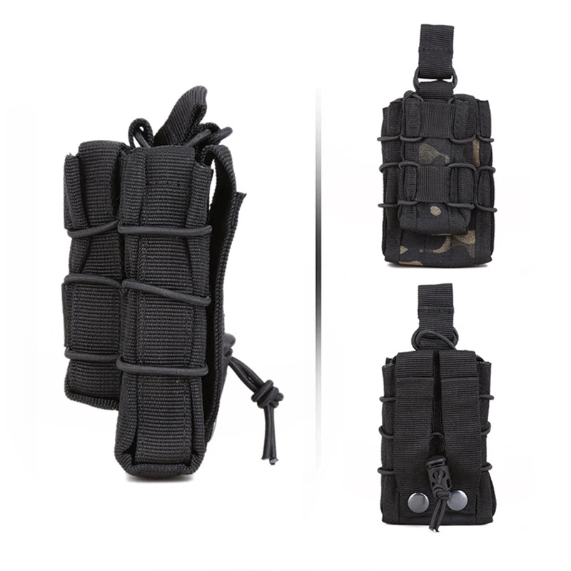 Factory custom Outdoor Tactical 556mm munition clip bag CS Hunting Kit Double Fanny pack Camouflage MOLLE vest near bag