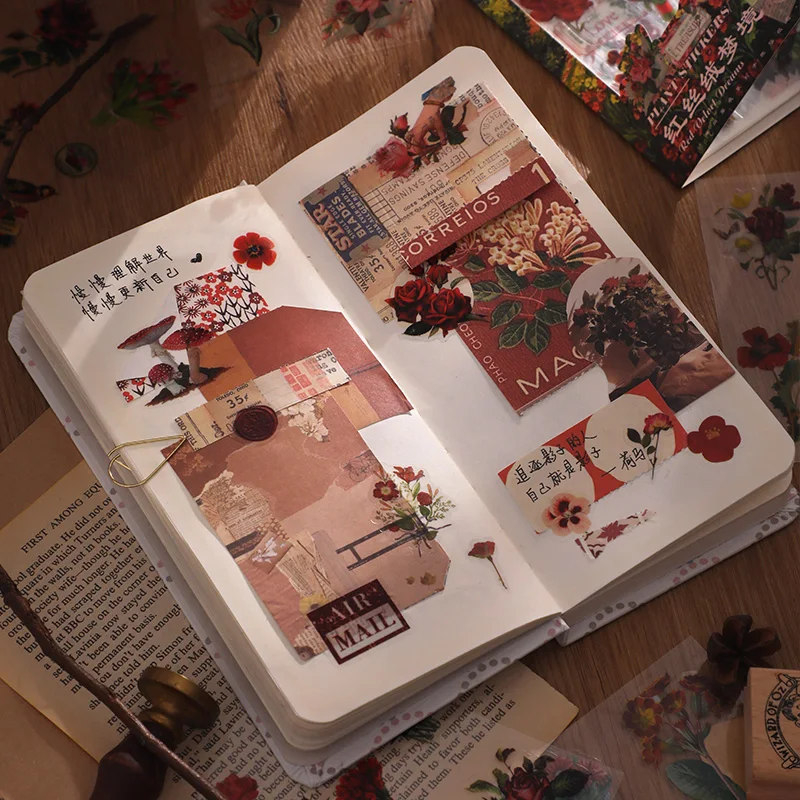 10pcs Romantic Art PET Stickers Ins Wind Plant Journal Decoration Material Cute Scrapbook Stickers Stationery Accessories Kawaii