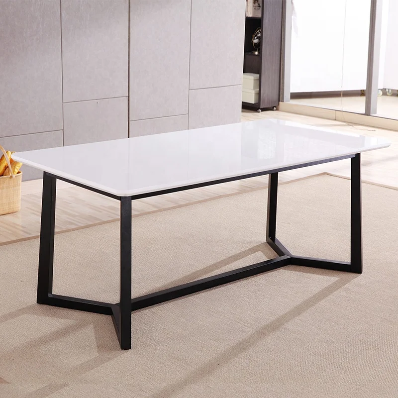 Luxury Marble Top Wooden Legs Dining Room Restaurant Furniture Long Table Set