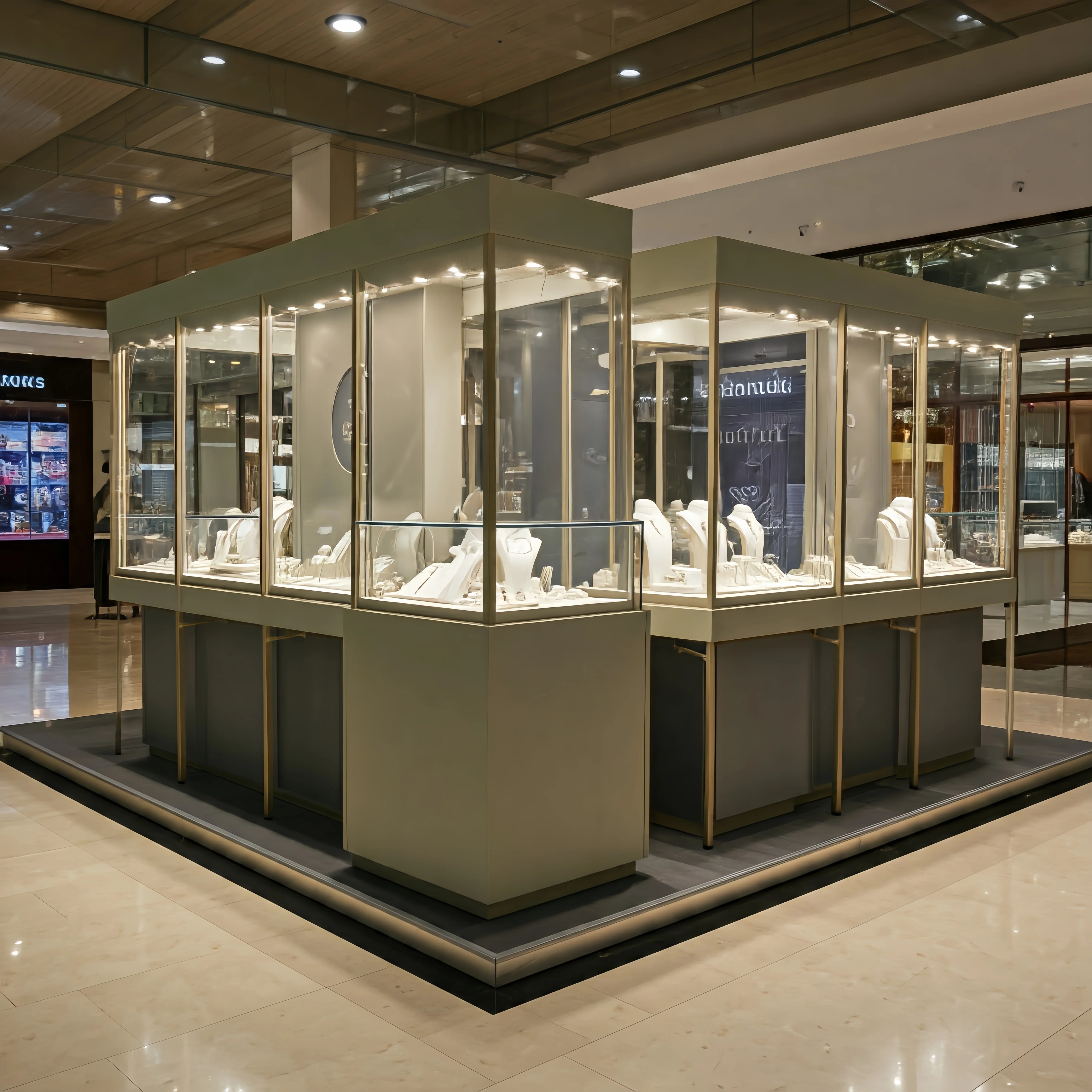 SUNDO luxury Diamond Jewelry brand counters custom logo material jewelry kiosk Fine Jewellery Display Area exhibitions booth