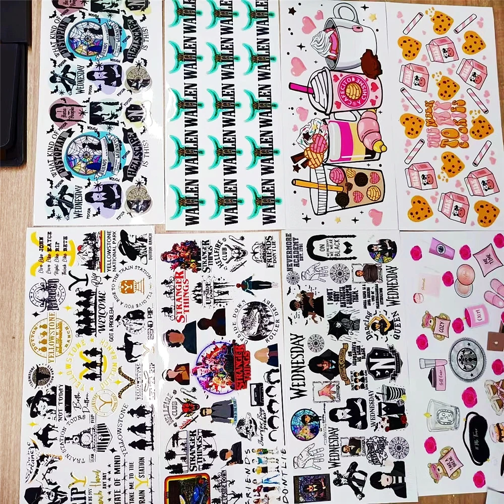 Zchain  Water proof No MOQ uv dtf cup wrap transfers sticker  for Cups Tumblers