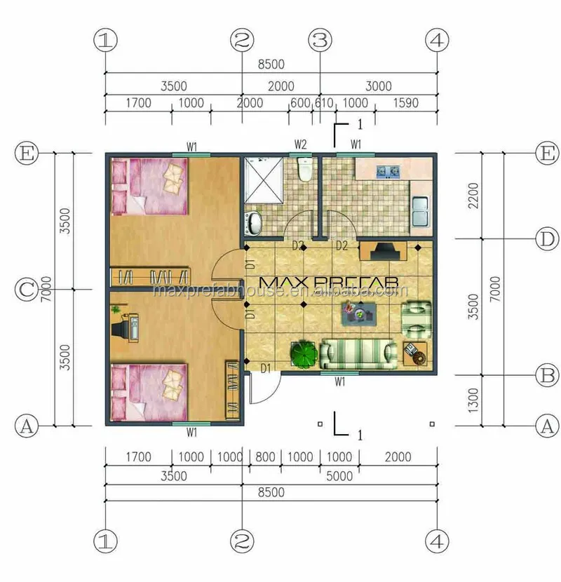 PV56-2 Cheapest Price Fast Constructed Low Cost Light Steel Prefab Villa Modern