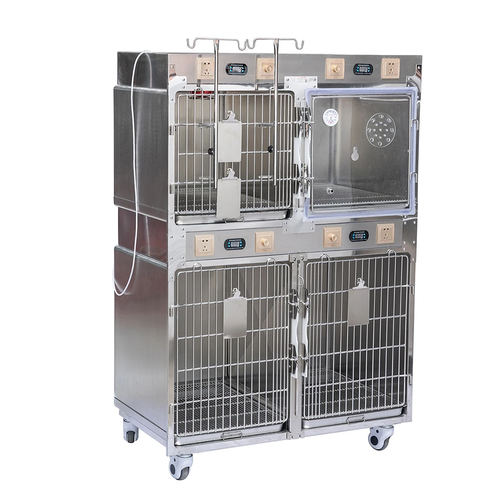 Pet Hospital Inpatient Oxygen Chamber Cage Hot Sale Veterinary Stainless Steel Pet Cages Pet CageStainless Steel