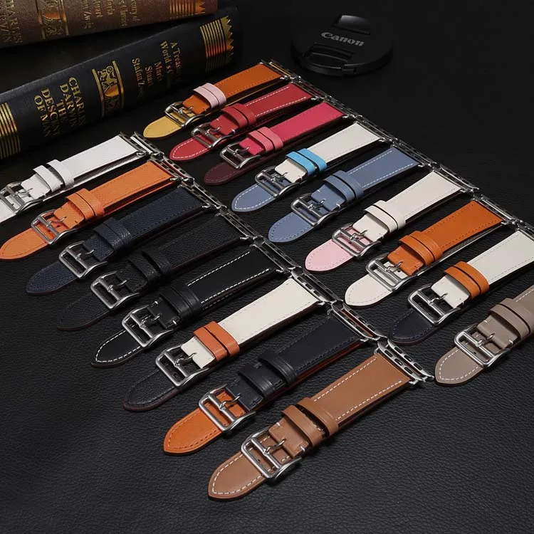 IN STOCK Designer Genuine Leather Watch Band for Herms Style Apple Watch i Watch Band