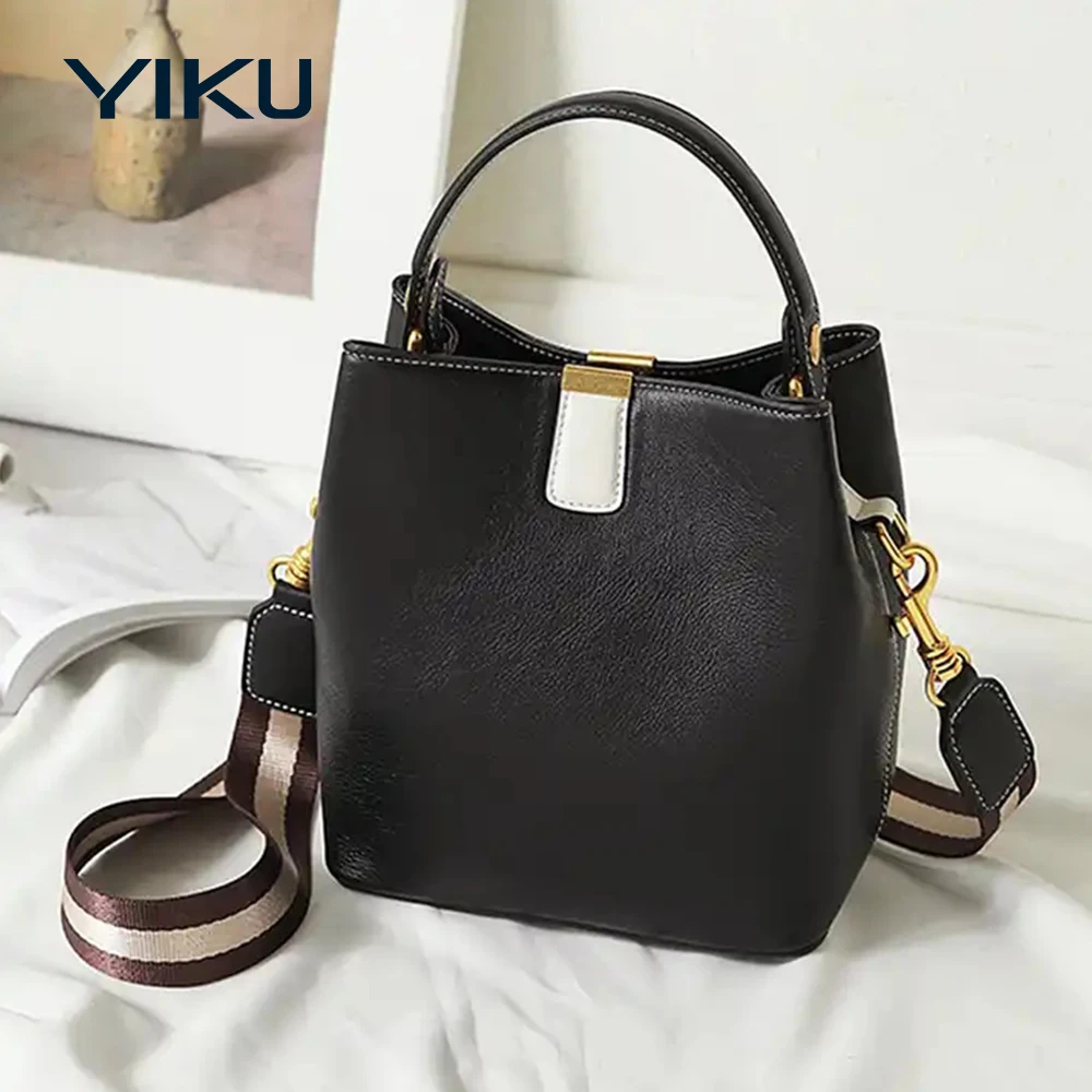 Factory Customized Vintage Pink Cowhide Leather Crossbody Bag Soft Genuine Leather Cross Body Shoulder Bucket Bag for Ladies