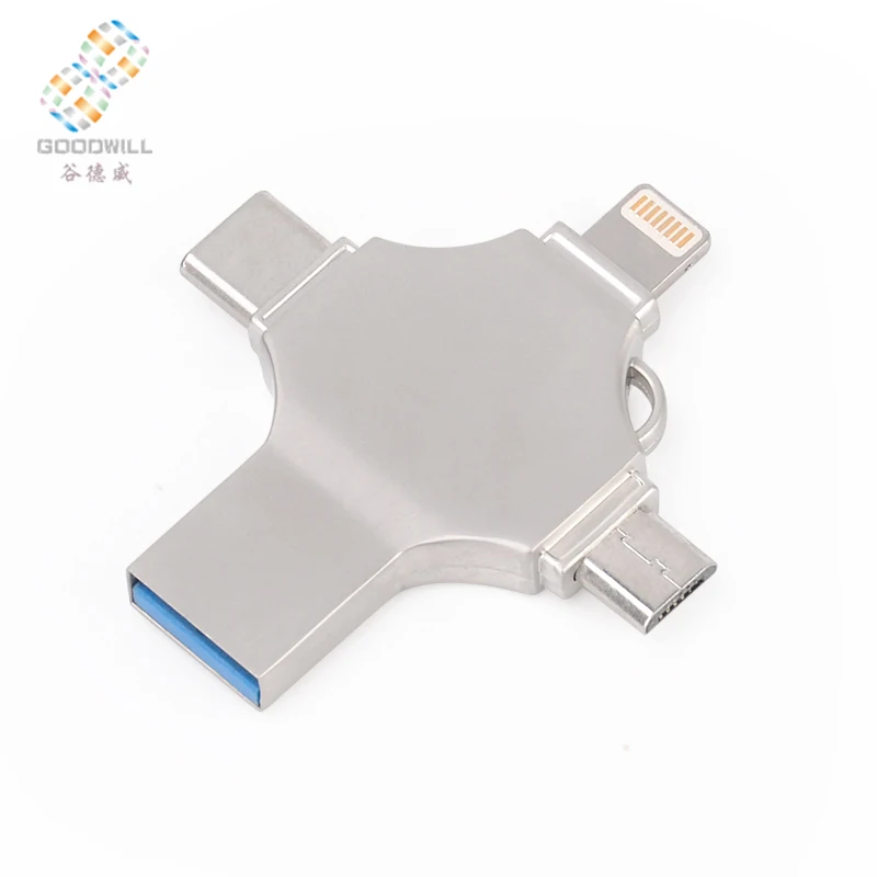 OTG USB флэш-накопитель 128 Гб 64 ГБ 32 16 8 4 2 металлический накопитель смартфон