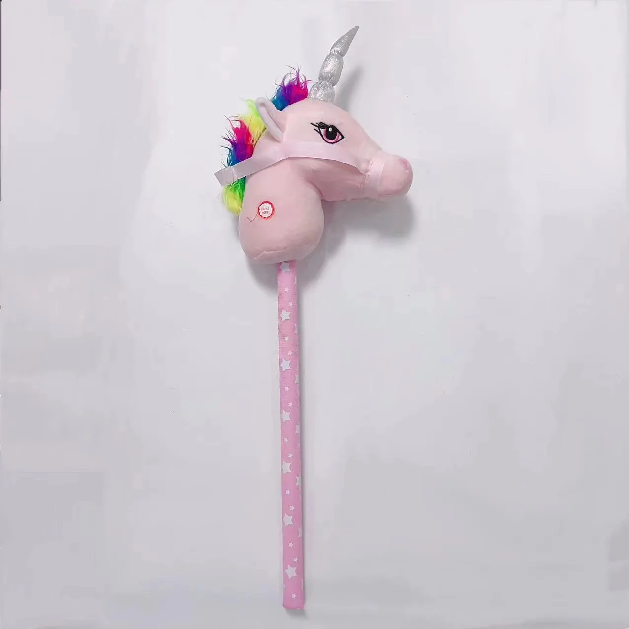 New Unicorn Hobby Horse Stick Head Riding Plush Toy Horse Riding Stick With Horse Sounds