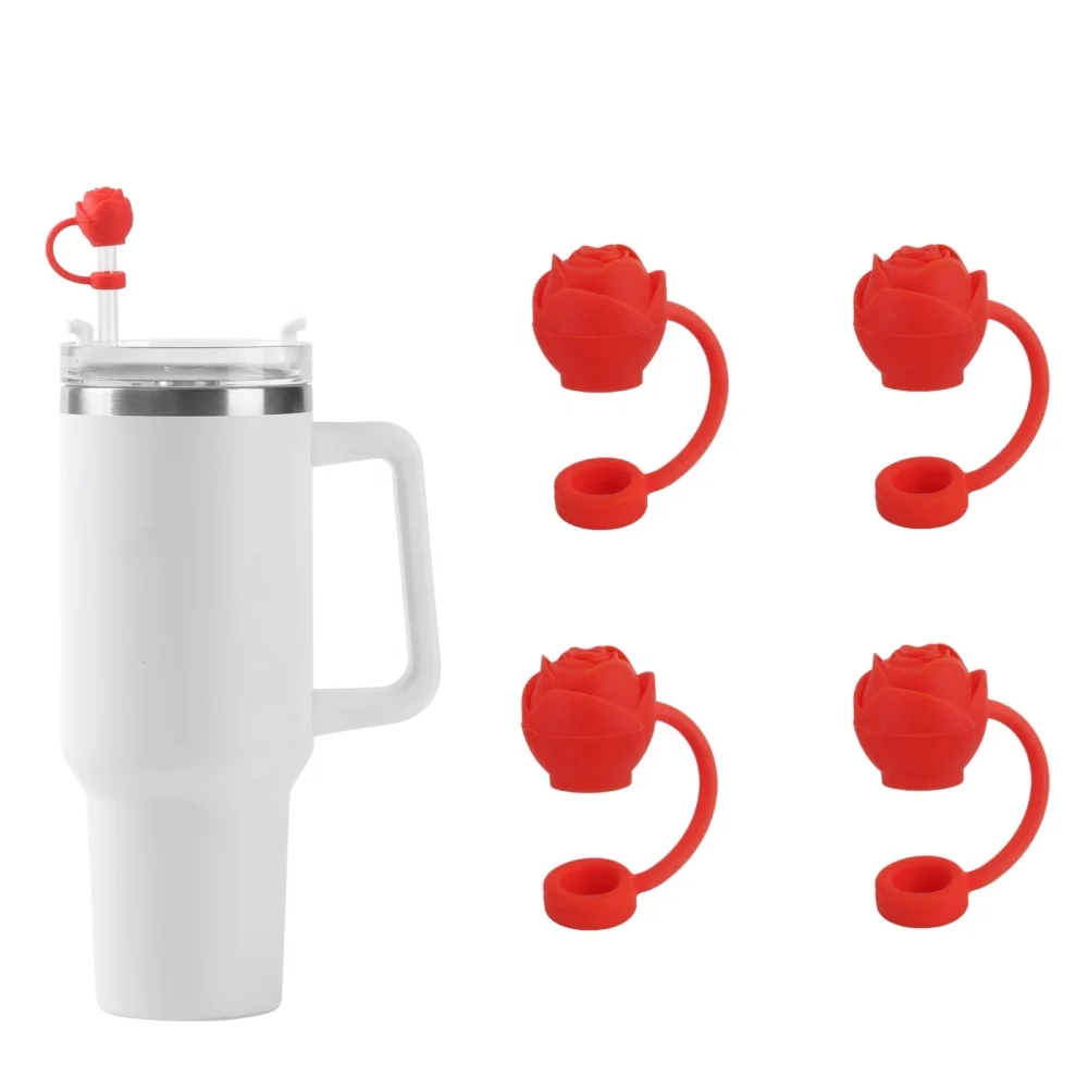 Recycling Rose Style Water Bottle Straw Hat Hygiene And Safety Silicone Water Bottle Straw Stopper