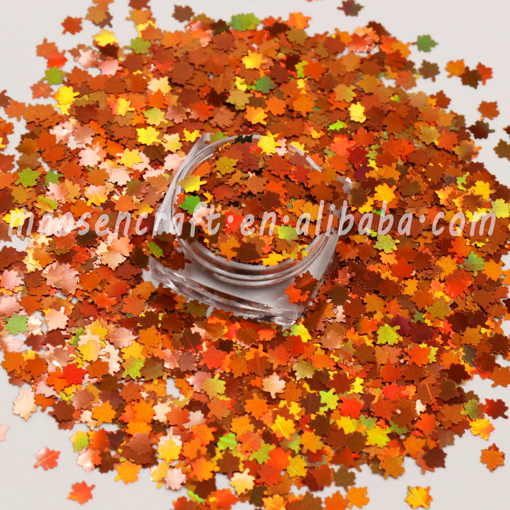 Медные голографические массивные маленькие осенние листья Осенние блестки для акриловых ногтей