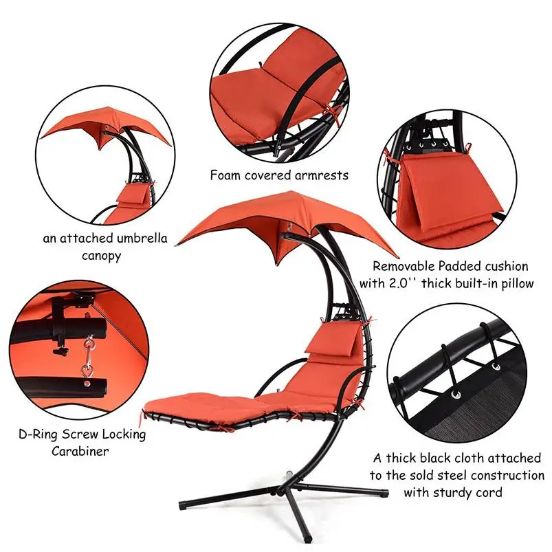 Outdoor Garden And Patio Steel Frame Stand Swing Chair Portable Folding Camping Metal Hammock Set