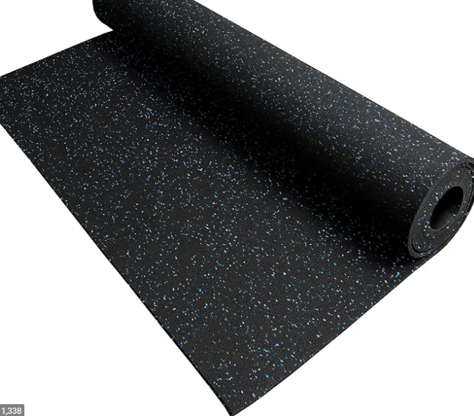 Clocell 1*12.5m  Black Plain Rubber Mat Roll Rolled Rubber Gym Flooring for Weight Rooms