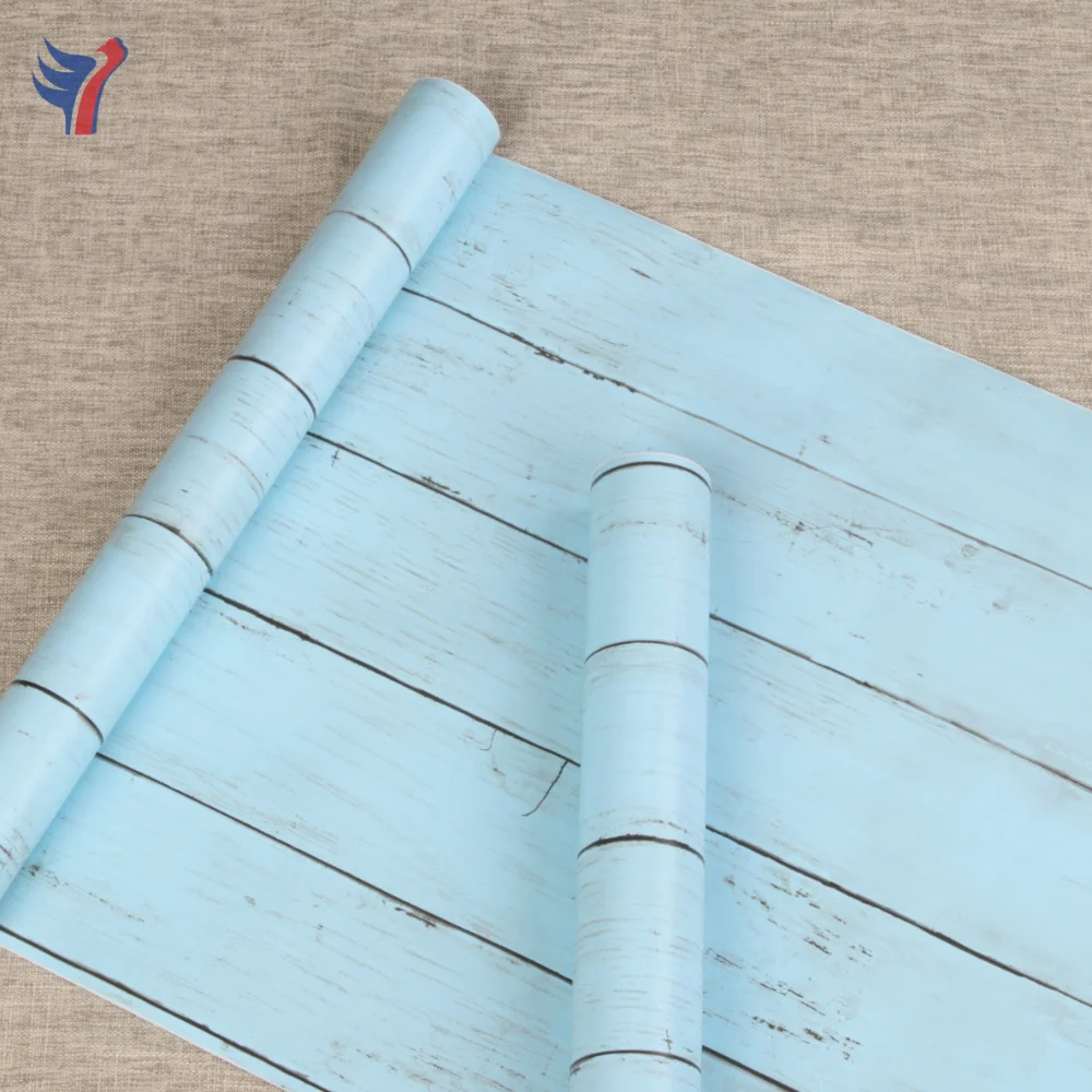 Jinyi W5032 Blue Wood Pattern Long Peel and Stick Selfadhesive For Door Funiture Wall Paper Rolls Wallpaper