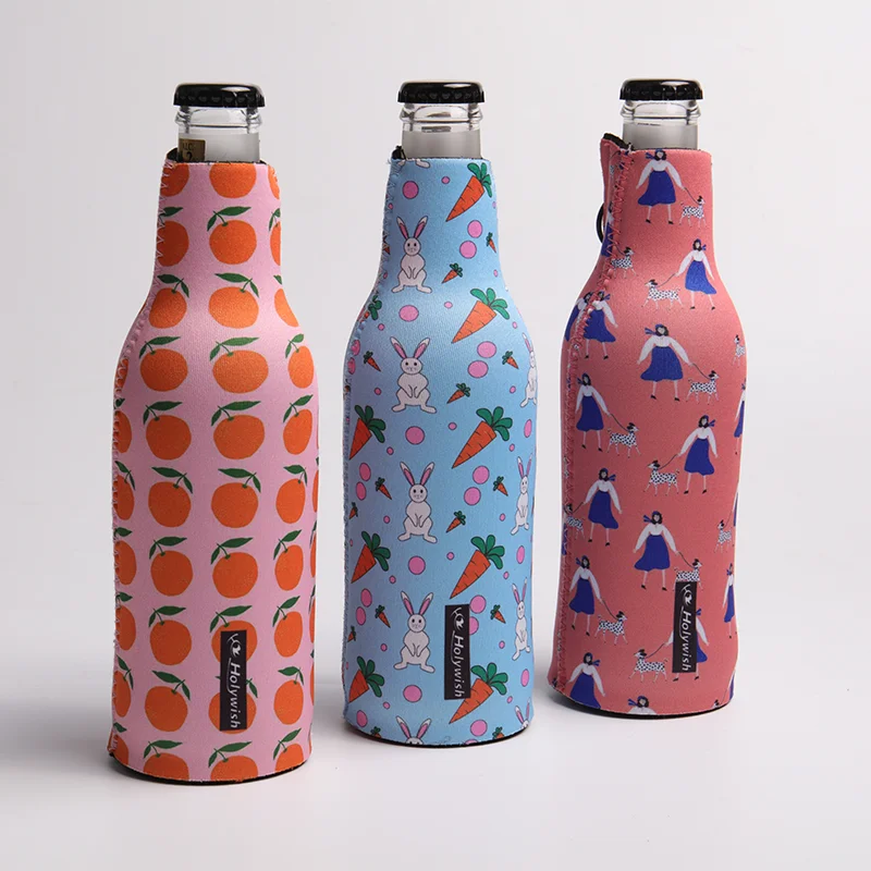 Custom Plain Blank Orange Neoprene 16oz Logo Print Beer Bottle Can Cooler Sleeve