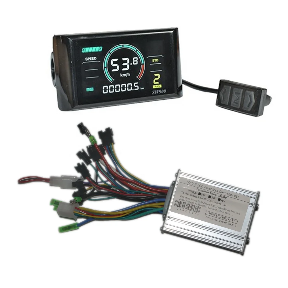 SW900 LCD Display Meter Control Panel 24V 36V 48V 350W 18A E-Bike Motor Brushless Controller  For Electric Bicycle Scooter Kit