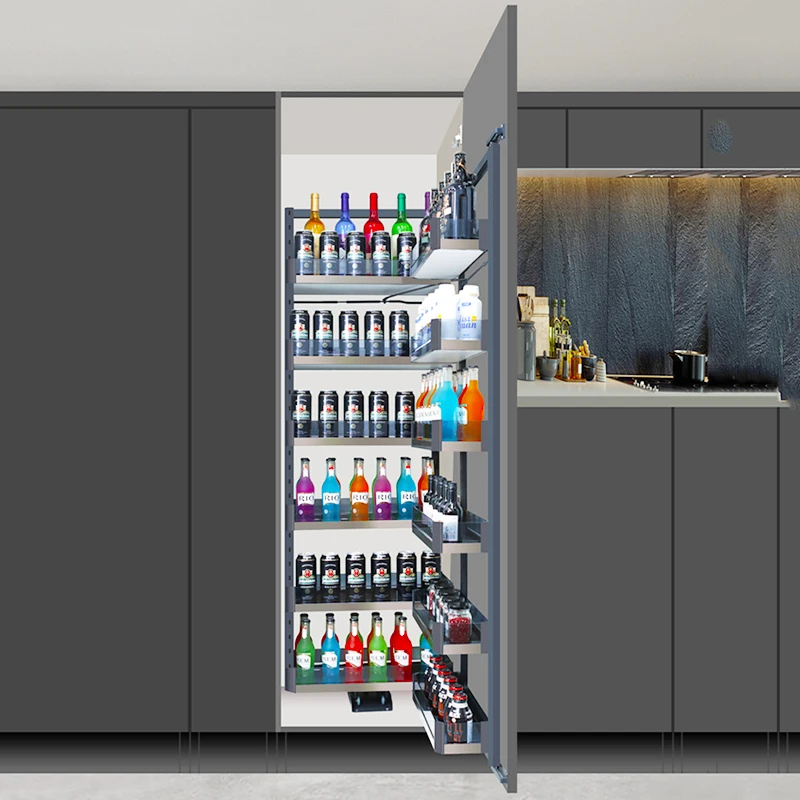 2021 New Kitchen Pantry Organizer Linkage Sliding Basket Tall larder organizer pantry shelves kitchen pantry