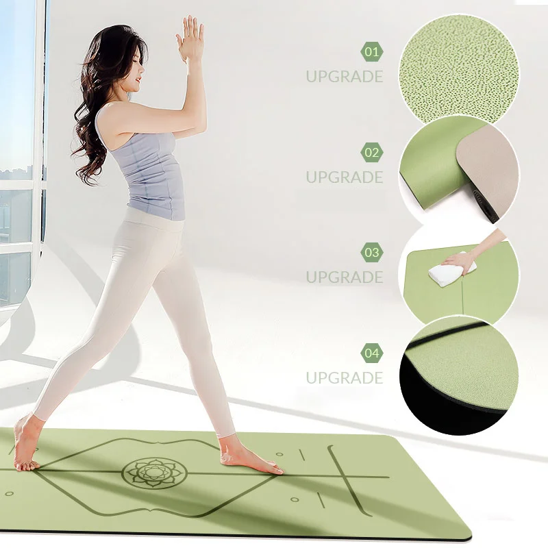 Position Line Non-toxic 100% Natural Coir Fibre Anti-slip Rubber Custom Logo Yoga Mat Polyurethane Yoga Mat