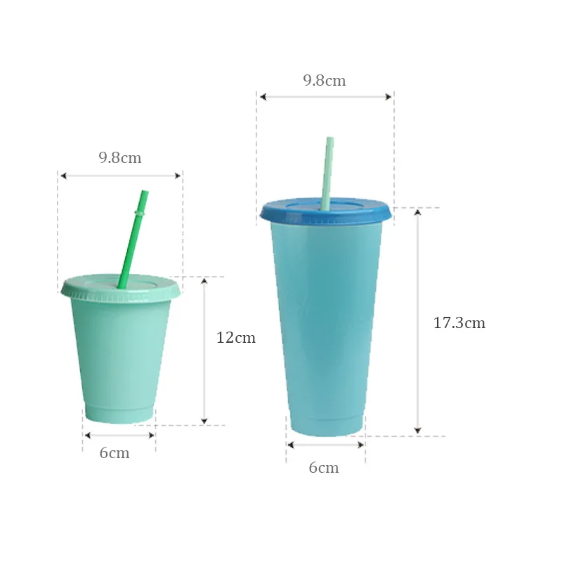 Hot Selling Cold Water Cup 16oz 24oz clear Color Changing Cups Confetti Magic Acrylic Tumbler With Straw and Lid
