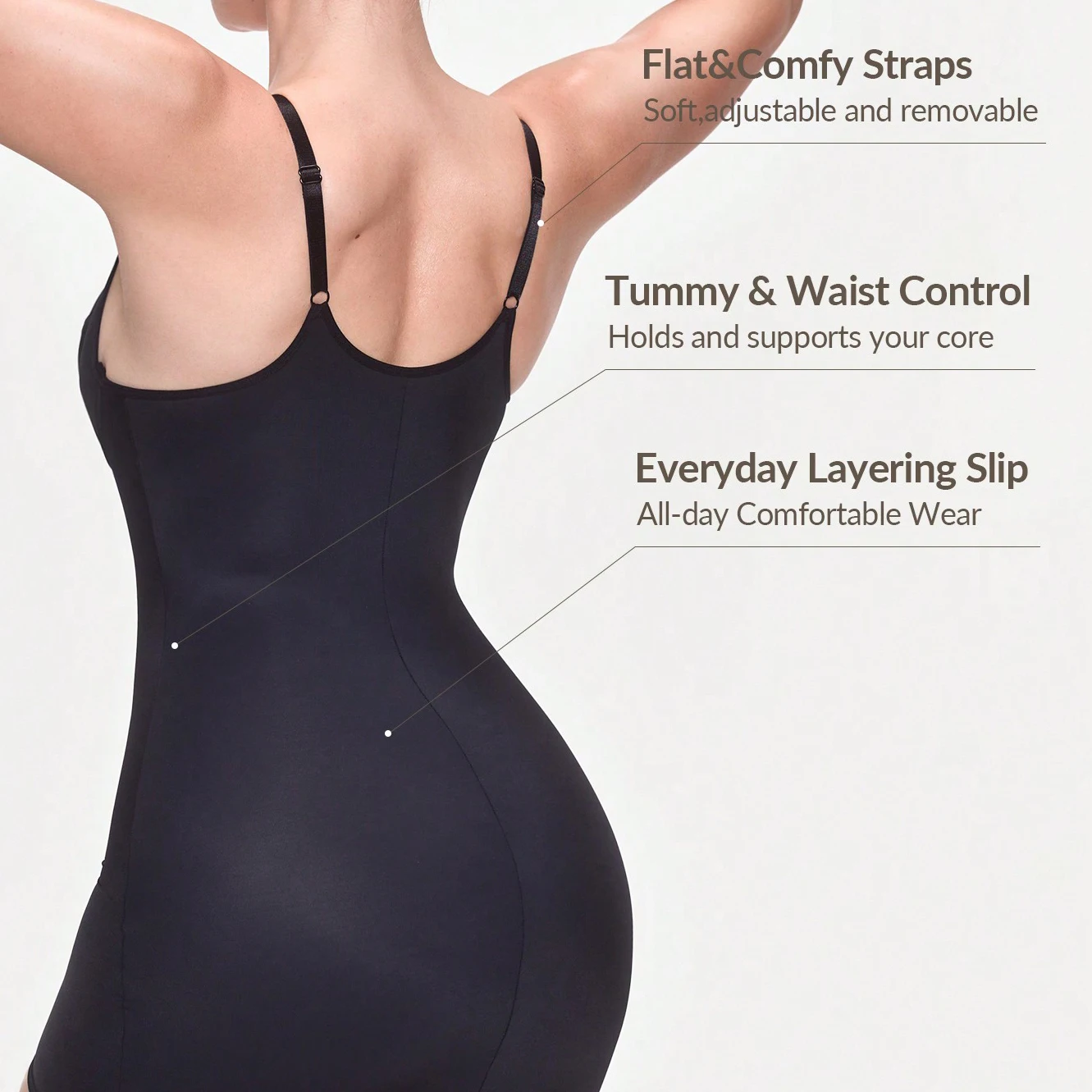Ladymate OEM/ODM Vestido entallado de mujer Woman Mesh Splicing Underwire Cupped Shapewear Slip Dress Tummy Control Body Shaper