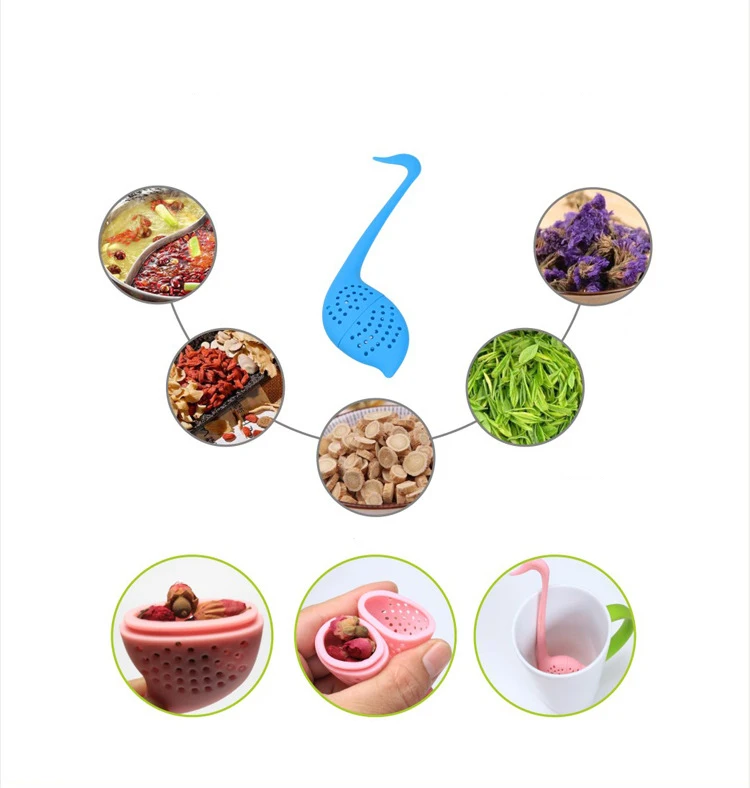 New Food Grade Silicone Swan Hooking Tea Infuser Strainer Filter Diffuser Drink Tool