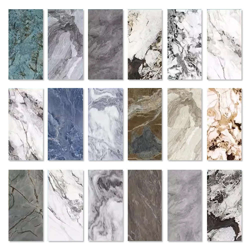 Carbon Rock Board Manufacturer Glossy Stone Grain Veneer UV Background Marble Sheet Wall Panels Faux Pvc Marble Wall Panel