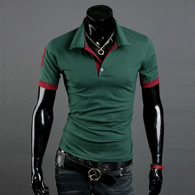 Mens Fashion Personality Embroidery Short Sleeve POLO Shirt