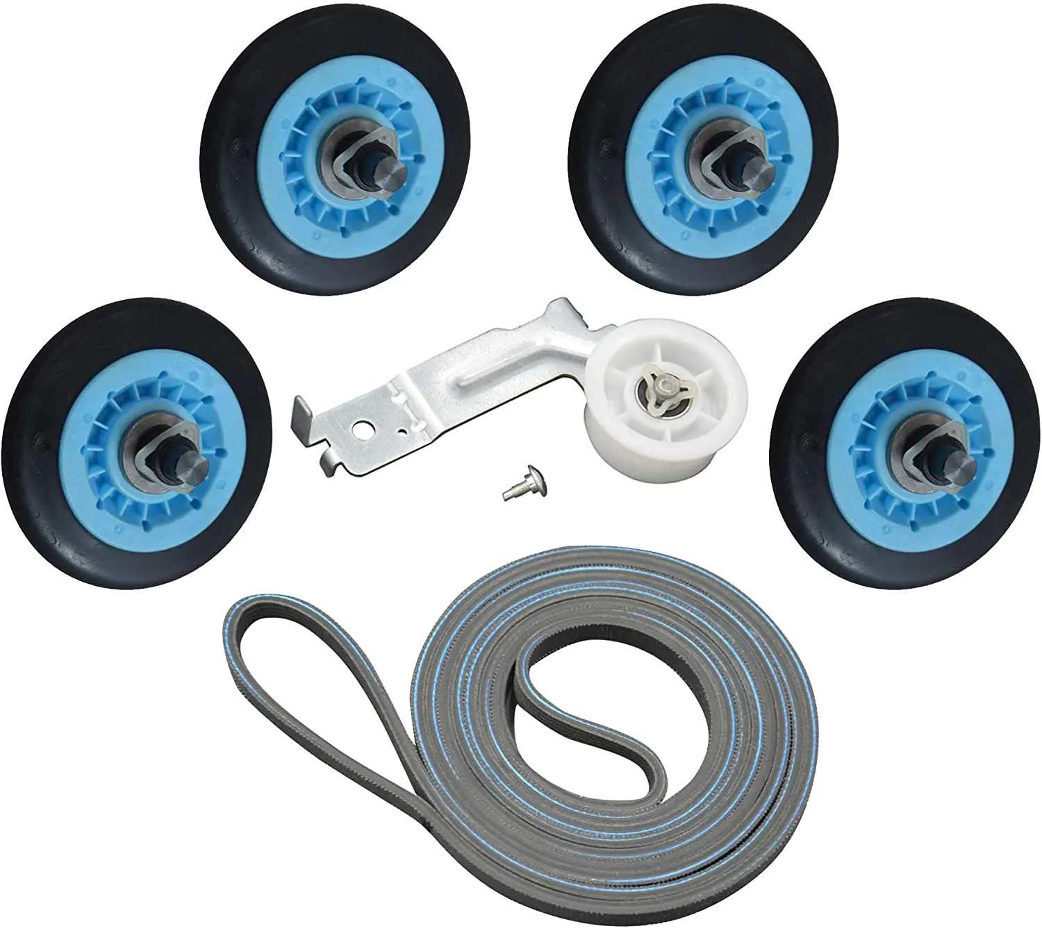 Dryer Belt Kit Include DC97-16782A Dryer Drum Roller & DC93-00634A Dryer Idler Pulley &  6602-001655 Dryer Drum Belt