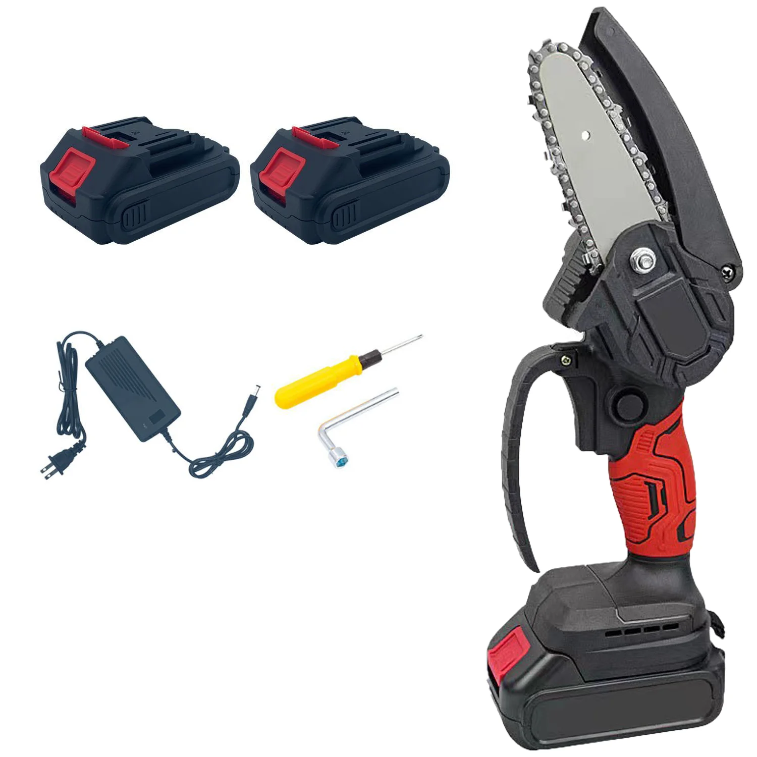 MEDBOT New 4-inch Cordless Electric Chain Saw with Two Lithium Batteries Powerful and Easy to Carry.