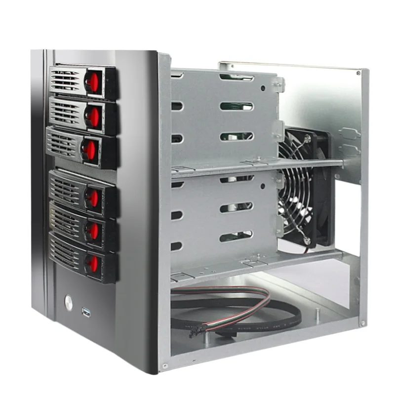 Memory configuration hot swap 6 bays mini itx nas server case with SATA backplane for HTPC