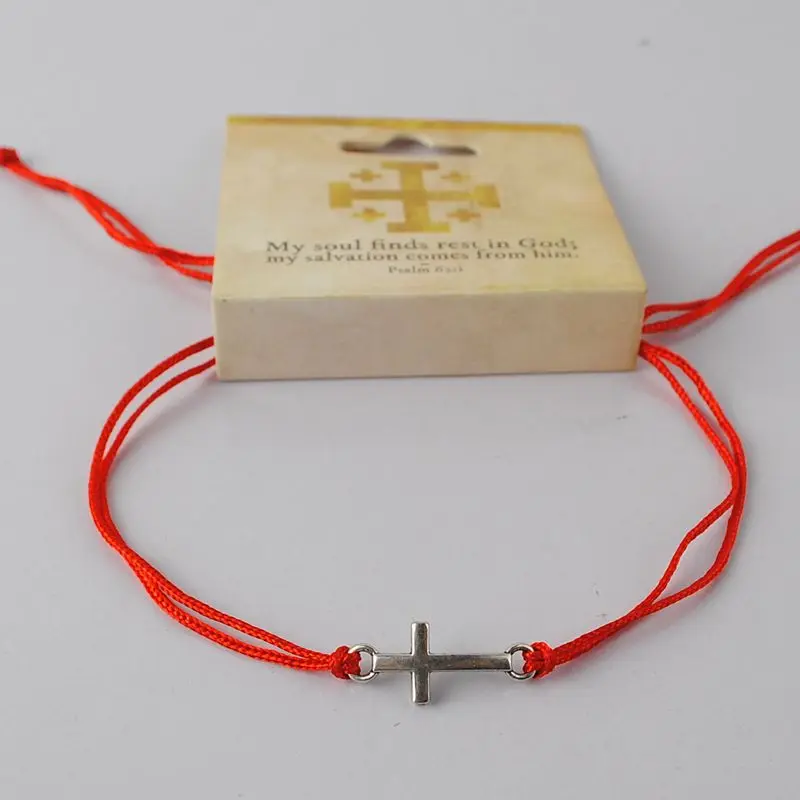 Woven Christian Catholic Religious Bracelet With Cross